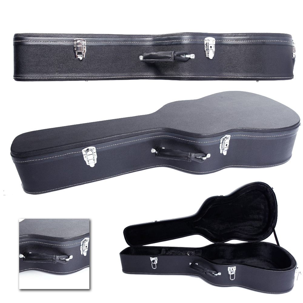 39" Acoustic Classical Guitar Hard Case Box Microgroove Flat Black High