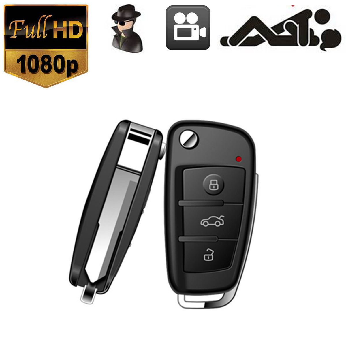 HD 1080P Spy Camera Car Key Chain Hidden DVR Audio Recording IR Night Vision NEW