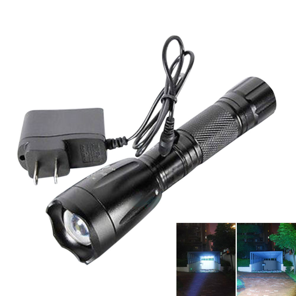 3000LM Zoomable XML T6 LED Rechargeable Flashlight Torch Lamp W AC CAR