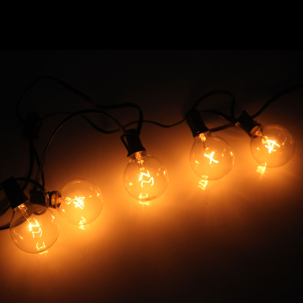 100 Foot Globe Patio Outdoor String Lights - Set of 125 G50/G40/G30 Clear Bulbs eBay