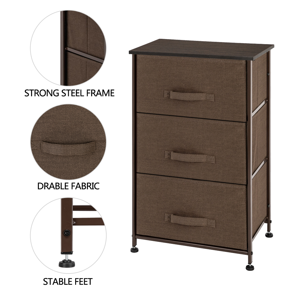 29 4 Fabric Drawers Bedroom Bedside Nightstand Table Wooden
