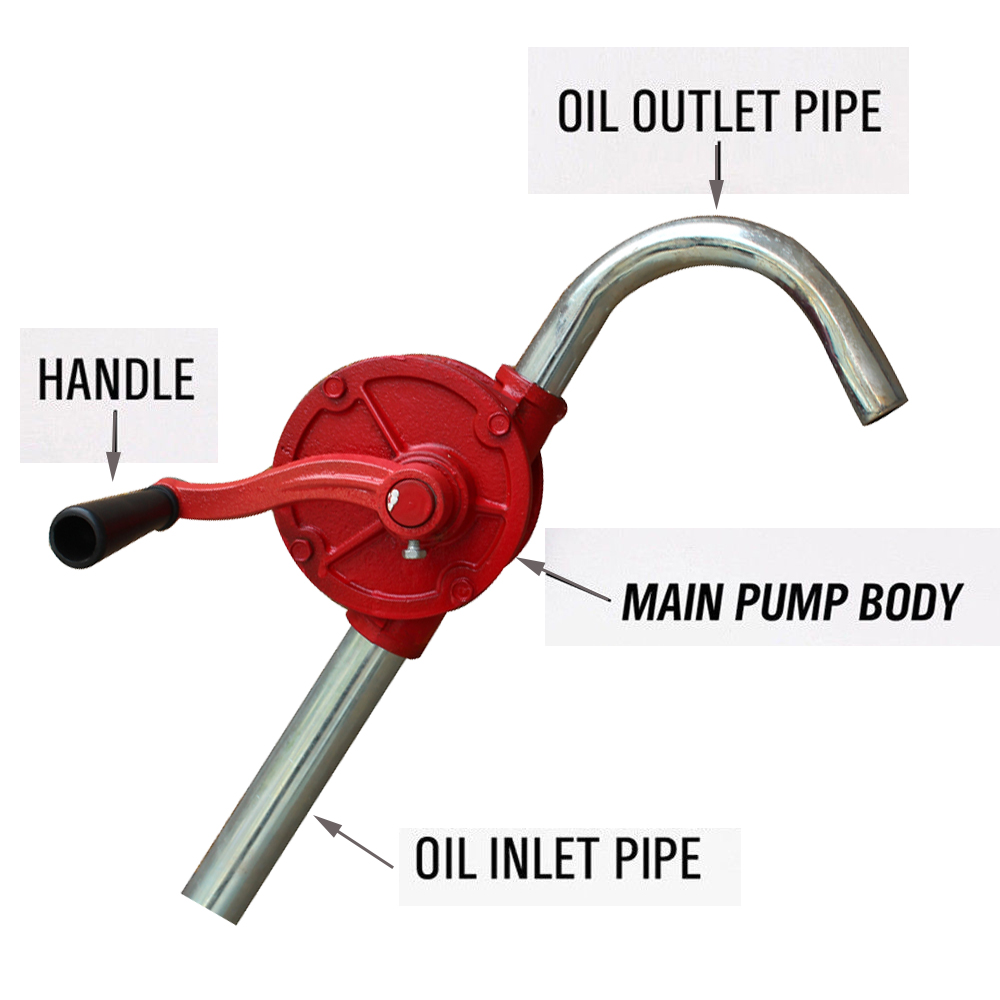 55 Gallon Manual Hand Crank Rotary Pump Oil Fuel Transfer Suctin Drum