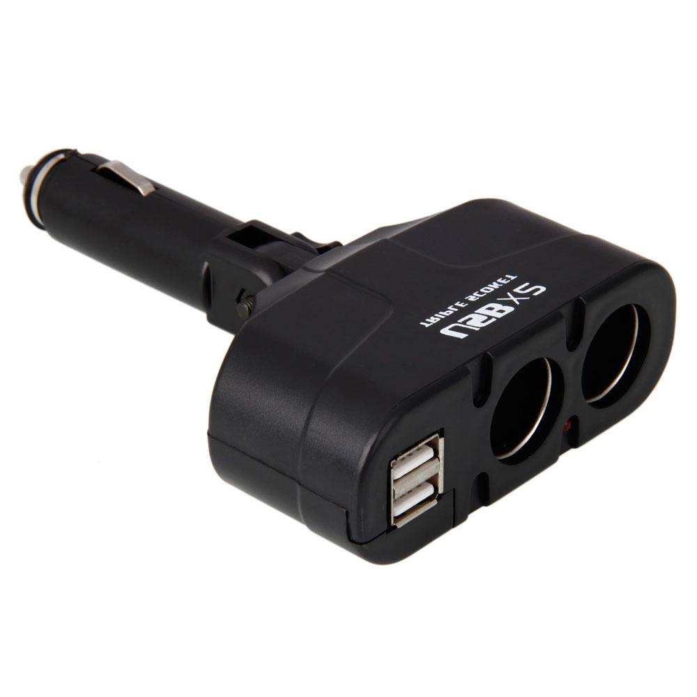 New 2 way Car Cigarette Lighter Adaptor 4 Socket Splitter with USB Port